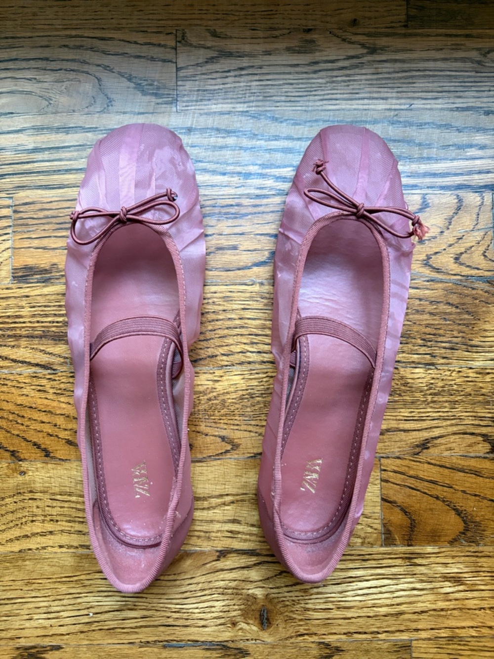 Zara Sheer Mesh Ballet Flats with Bow - Picture 2 of 7